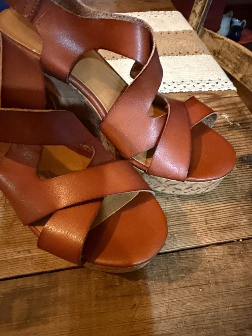 Mossimo Supply Co. Tan Cork Wedge Sandals